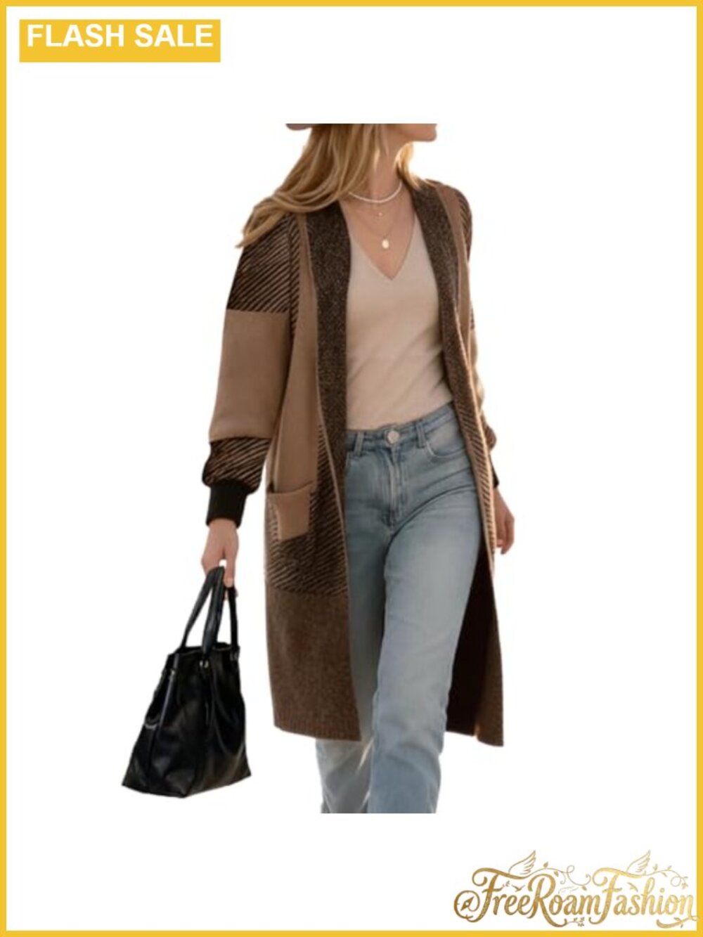 Womens Long Cardigan Sweater Chunky Open Front Knit Coat